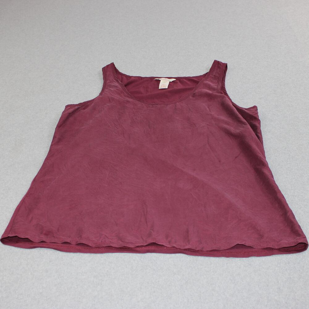 Sundance Tank Top Women XL Purple Silk Front Scoop Neck Stretch Basic Layer READ